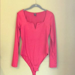 Sexy red long sleeve body suit